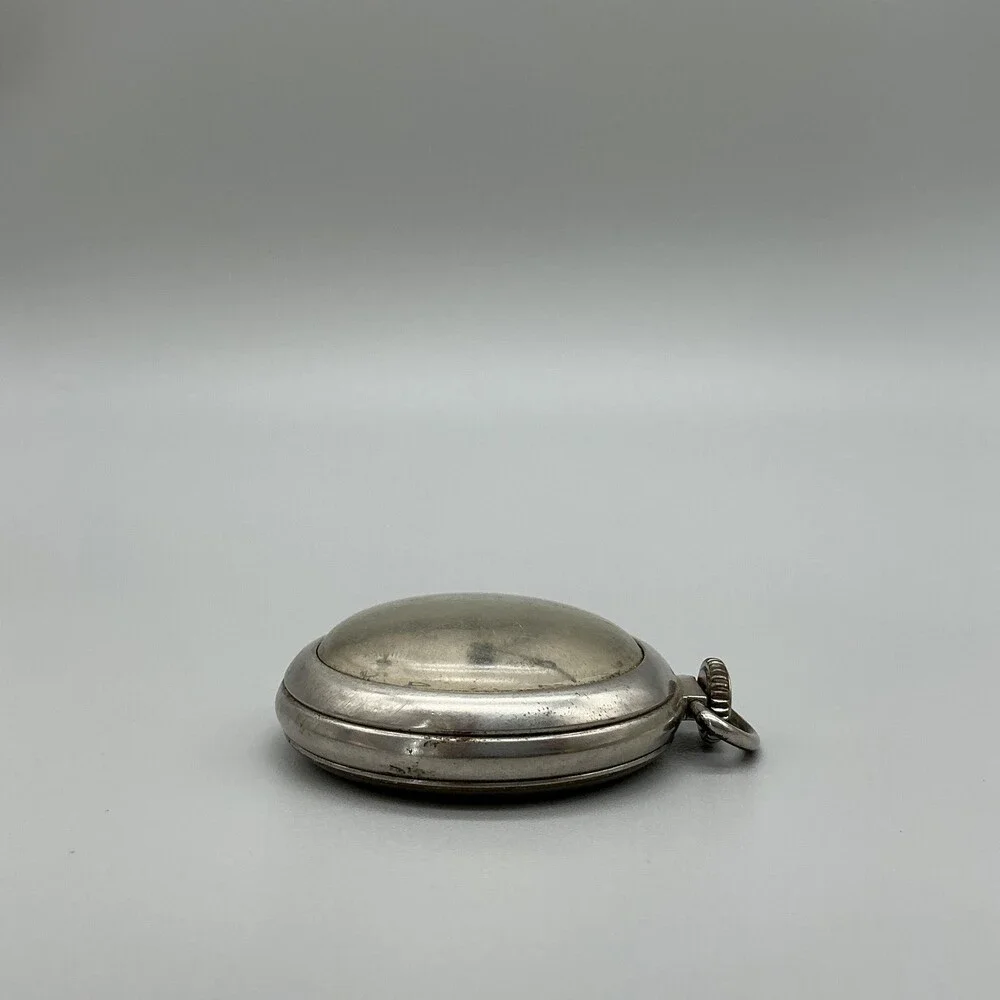 Vintage Westclox Scotty Pocket Watch Men 50mm Silver Tone White Dial Manual Wind